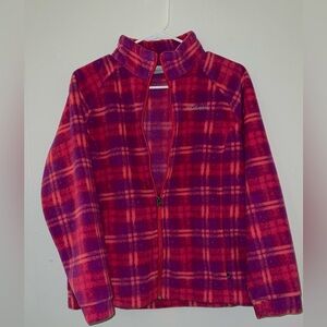 Columbia Pink and Purple Plaid Fleece Jacket Youth XL